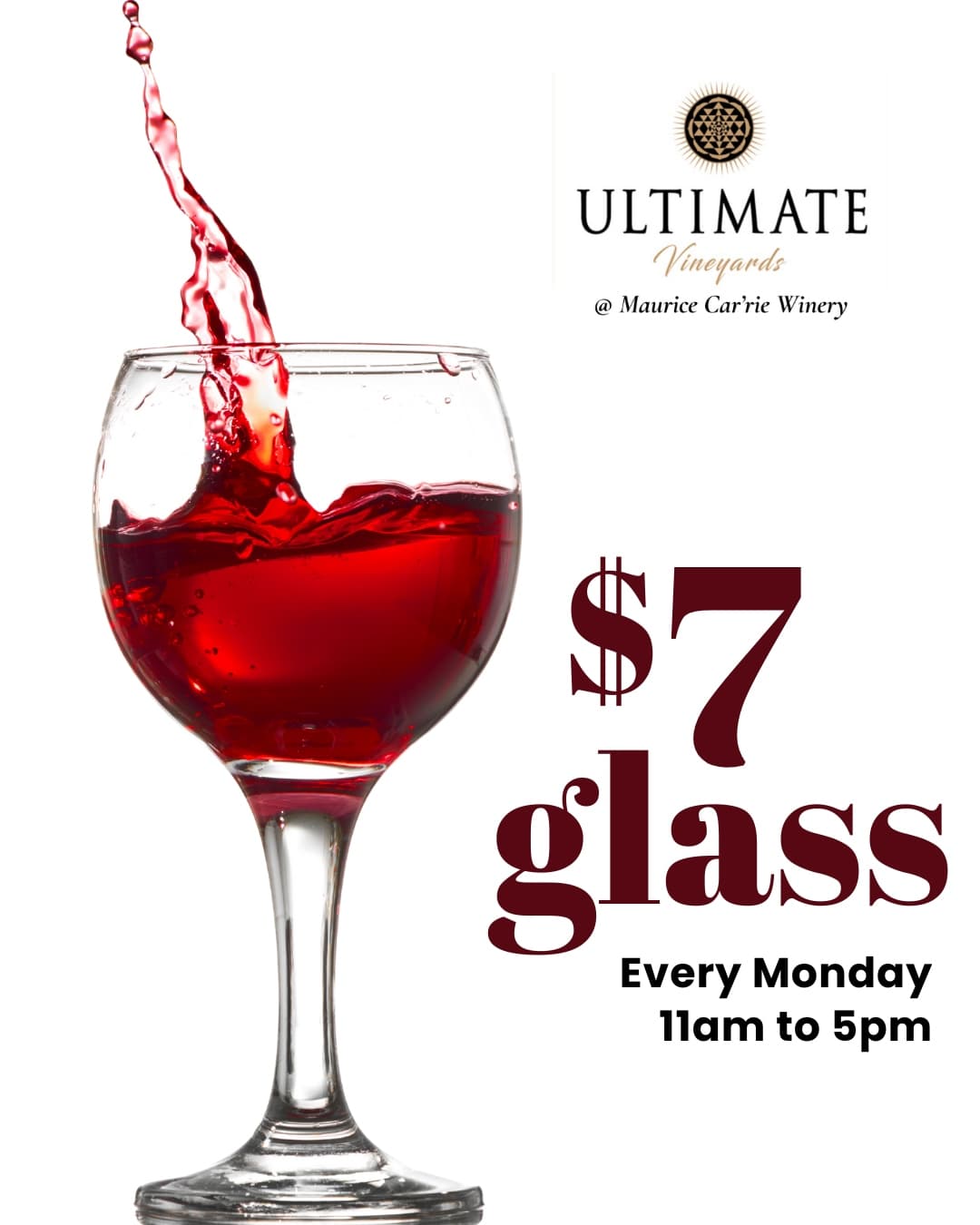 Monday $7 Glass of Wine - general event at Maurice Car'rie Winery in Temecula, California