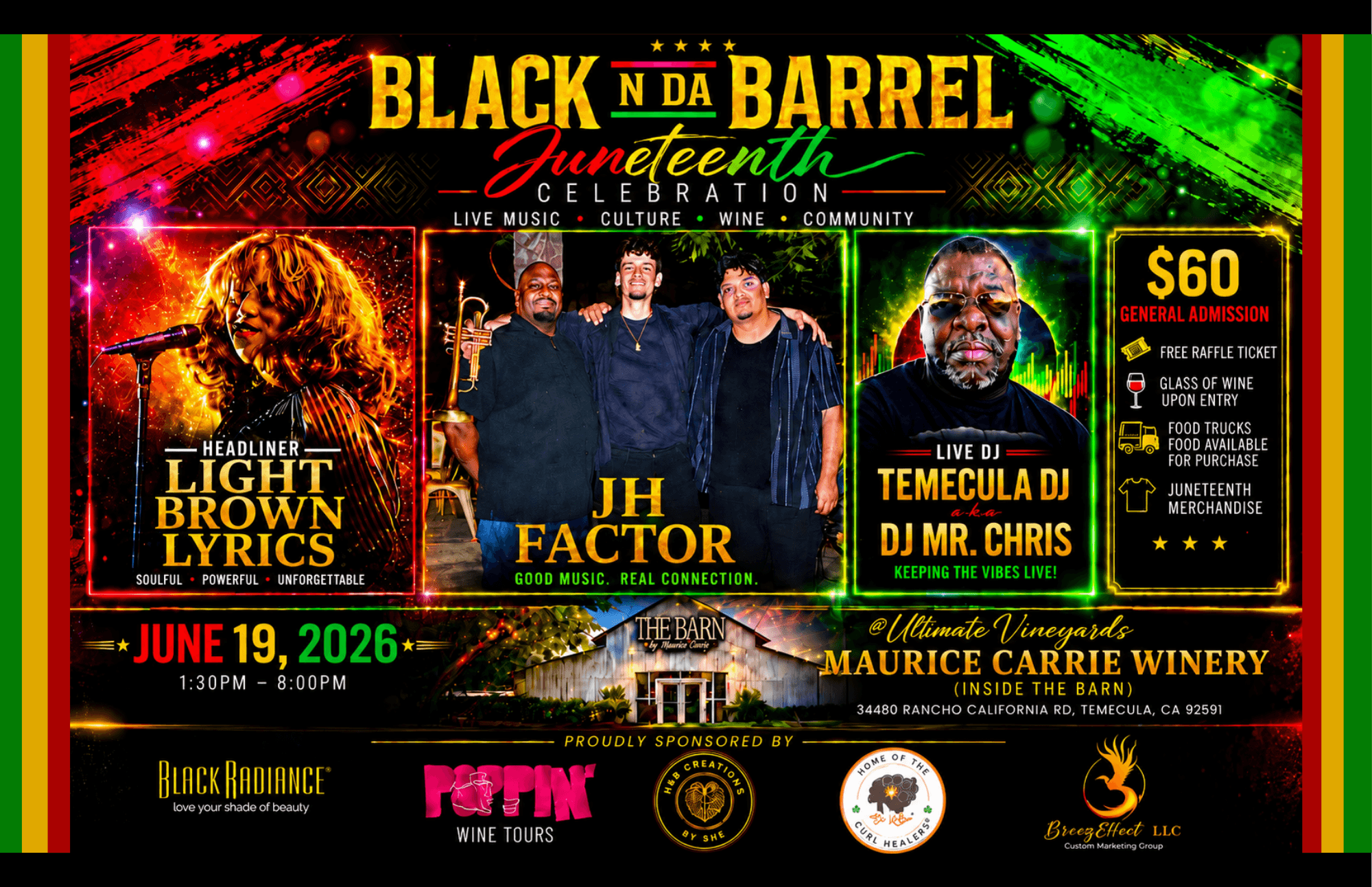 BLACK N DA BARREL JUNETEENTH CELEBRATION - general event at Maurice Car'rie Winery in Temecula, California