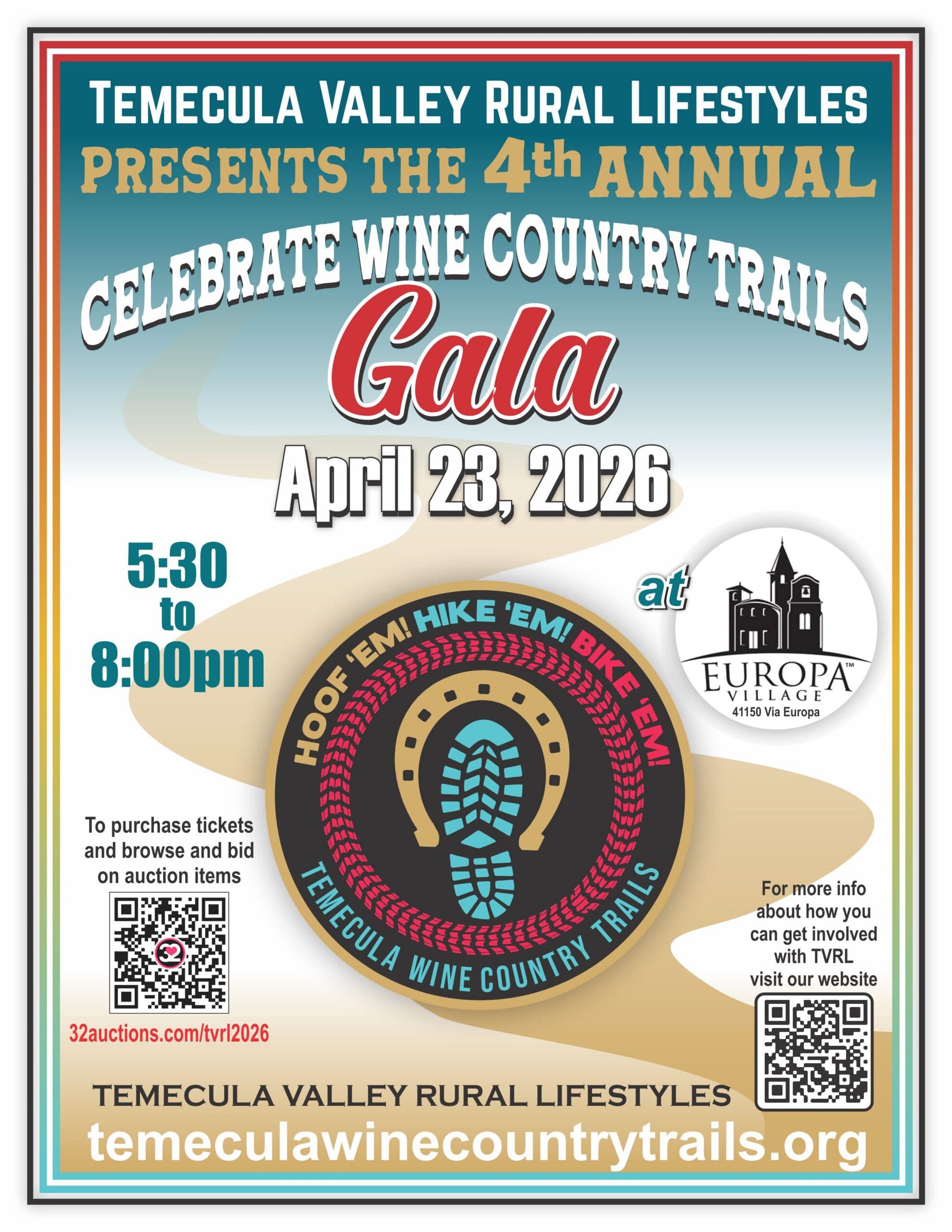 4th Annual Celebrate Wine Country Trails Fundraiser - general event at Europa Village Wineries & Resort in Temecula, California